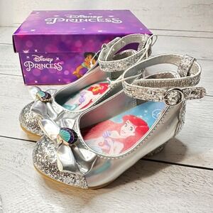 Disney Princess Ariel Silver Glitter Ballet Shoes Kids Size 6